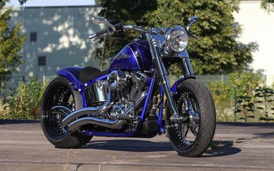 Harley-Davidson Softail, Thunderbike Compact, luxury blue motorcycle, exterior, motorcycle tuning, american motorcycles, Harley-Davidson
