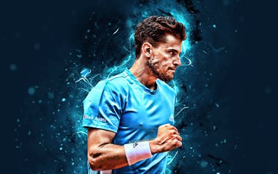 Dominic Thiem, 4k, austrian tennis players, ATP, neon lights, tennis, Thiem, fan art, Dominic Thiem 4K