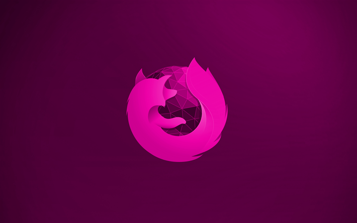 Mozilla Firefox violetti logo, 4k, luova, violetti tausta, Mozilla Firefox 3D logo, Mozilla Firefox-logo, kuvitus, Mozilla Firefox