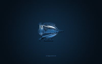 Deportivo Alaves, Spanish football club, La Liga, blue logo, blue carbon fiber background, football, Vitoria-Gasteiz, Spain, Deportivo Alaves logo