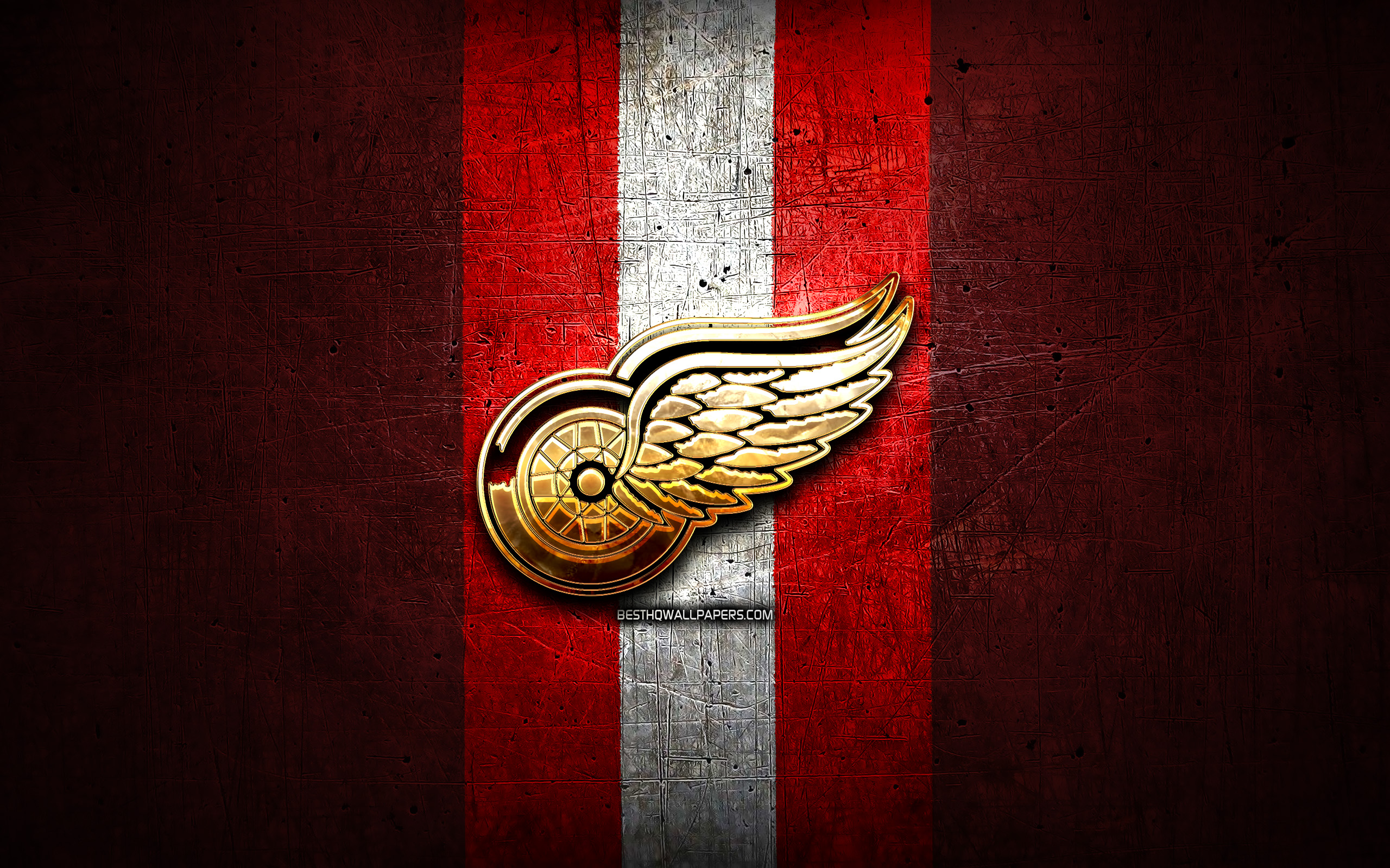Download Wallpapers Detroit Red Wings Golden Logo Nhl Red