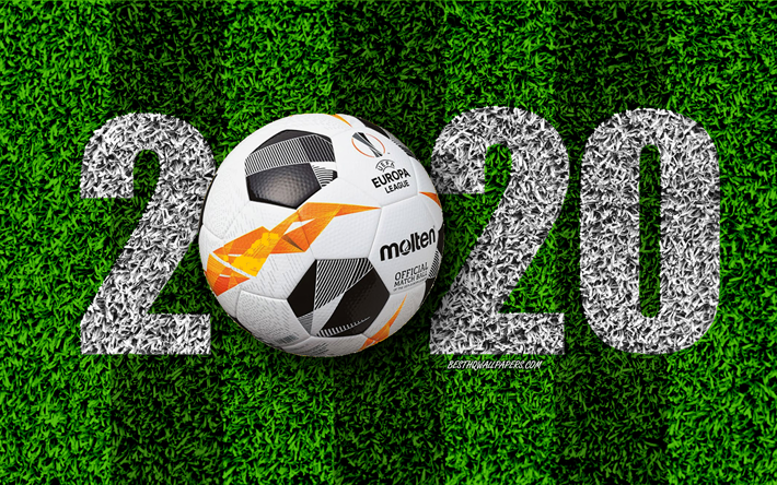 2020 de l&#39;UEFA Europa League, tournoi de football, 49e saison, Molten ballon officiel de la Ligue Europa, 2020 concepts, de football, de texture d&#39;herbe