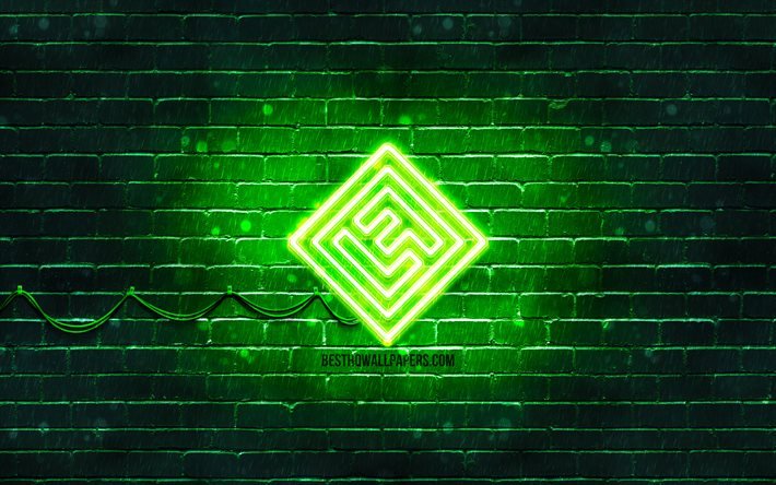 Logotipo verde de Lost Frequencies, 4k, superstars, DJs belgas, parede de tijolos verdes, logotipo de Lost Frequencies, Felix De Laet, Lost Frequencies, estrelas da m&#250;sica, logotipo de neon de Lost Frequencies