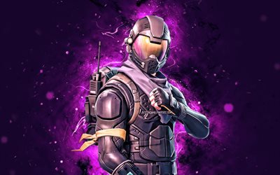 Rogue Agent, 4k, luzes de n&#233;on violeta, jogos de 2020, Fortnite Battle Royale, personagens Fortnite, Rogue Agent Skin, Fortnite, Rogue Agent Fortnite