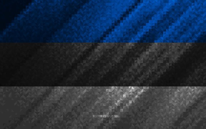 Bandera de Estonia, abstracci&#243;n multicolor, bandera de mosaico de Estonia, Europa, Estonia, arte del mosaico, bandera de Estonia