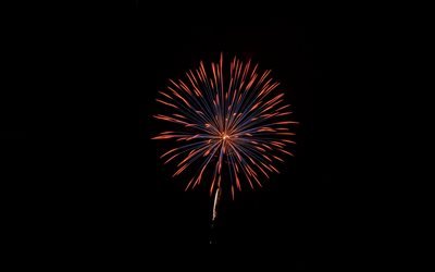 fuochi d&#39;artificio nel cielo notturno, fuochi d&#39;artificio rossi, festa, fuochi d&#39;artificio, cielo nero