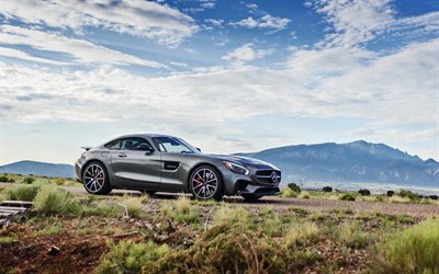 Mercedes-AMG GT, 2016 auto, strada, supercar, grigio mercedes