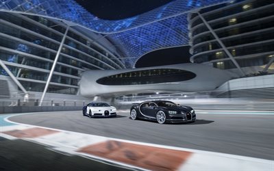 Bugatti Chiron, hyperscars, piste de course, Circuit Yas Marina, &#224; Abu Dhabi, &#201;MIRATS arabes unis, VAG, Piste F1