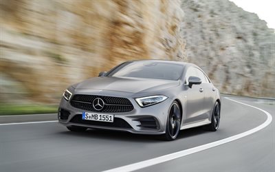 4k, Mercedes-Benz CLS, yol, 2018 arabalar, motion blur, yeni CLS, Mercedes
