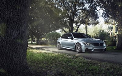 BMW M3, F80, sports sedan, silver m3, tuning, German cars, BMW