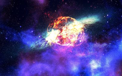 fire ball, 4k, galaxy, Sci-Fi, nebulosan, konst, universum
