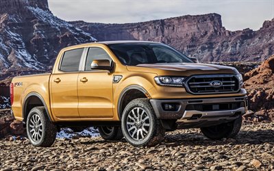 Ford Ranger, 2019, Euro-spec, gold pickup truck, American cars, USA, new Ranger, Ford