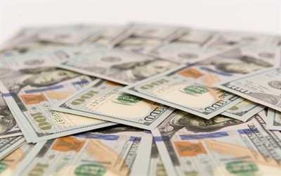 berg av pengar, Amerikanska dollar, pengar begrepp, 100 dollar r&#228;kningar, valuta, 4k