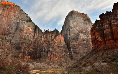 Zion Ulusal Parkı, 4k, &#231;&#246;l, cliffs, Zion, ABD, Amerikan tarihinin, Amerika