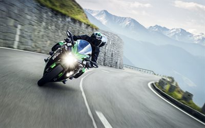 Kawasaki Ninja H2 SX, 4k, motociclista, 2018 motos, estrada, sbk, Kawasaki