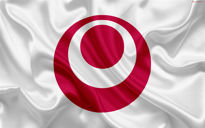 Bandiera della Prefettura di Okinawa, in Giappone, 4k, seta, bandiera, Okinawa, simboli di prefetture Giapponesi, emblema