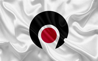 Drapeau de la Pr&#233;fecture de Kagoshima, au Japon, en 4k, drapeau de soie, Kagoshima, symboles de pr&#233;fectures Japonaises, embl&#232;me de Kagoshima