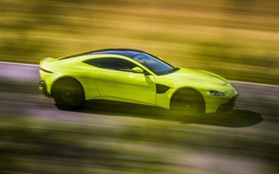Aston Martin Vanquish Volante, route, 4k, 2018 voitures, mouvement flou, supercars, Aston Martin