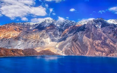 Sarez湖, 4k, 山々, パミール, タジキスタン