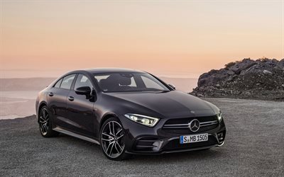 Mercedes-Benz CLS53 AMG, 2019, gray sports coupe, new gray CLS, German cars, Mercedes