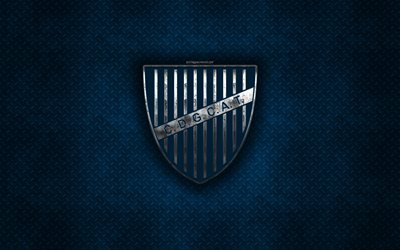 Godoy Cruz Antonio Tomba, Argentine football club, blue metal texture, metal logo, emblem, Godoy Cruz, Argentina, Argentine Primera Division, Argentine Superleague, creative art, football