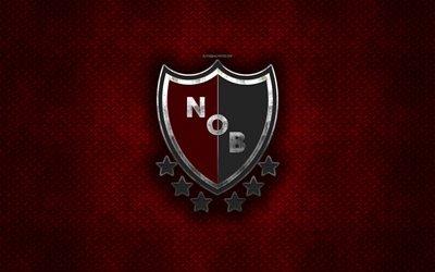 Newells Old Boys, Argentine football club, red metal texture, metal logo, emblem, Rosario, Argentina, Argentine Primera Division, Argentine Superleague, creative art, football
