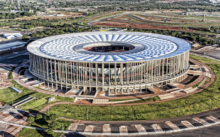 Mane Garrincha Stadium, aerial view, Arena Mane Garrincha, soccer, football stadium, HDR, brazilian stadiums, Mane Garrincha, Brasilia, Brazil
