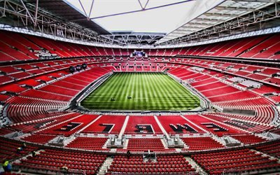 Lo Stadio di Wembley, stadio vuoto, calcio, HDR, Wembley, stadio di calcio, Londra, inglese stadi