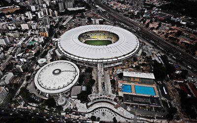 Yukarıda, Brezilyalı stadyumlar, spor Maracana Estadio Jornalista Mario Filho, Rio de Janeiro, Brezilya, akşam, manzarası arenas