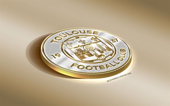 Toulouse FC, club de f&#250;tbol franc&#233;s, de oro plateado, Toulouse, Francia, la Ligue 1, 3d emblema de oro, creativo, arte 3d, f&#250;tbol