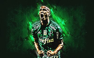 Deyverson, yeşil taş, SE Palmeiras, futbol, Brezilyalı futbolcular, Brezilya Serie A, soyut Bir sanat, grunge, Palmeiras FC, Brezilya