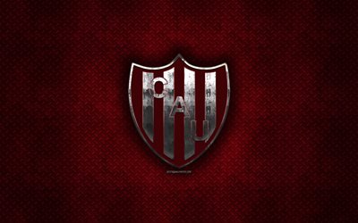 club atletico union, die argentinische fu&#223;ball-club, das rote metall textur -, metall-logo, emblem, santa fe, argentinien, argentinische primera division, die argentinische griechenland, kunst, fu&#223;ball, union de santa fe