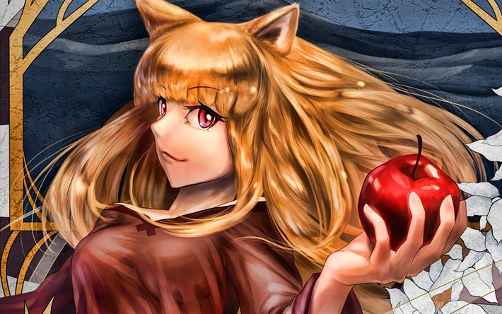 Holo, roman, Spice and Wolf, manga, fille avec pomme rouge, Holo Spice and Wolf