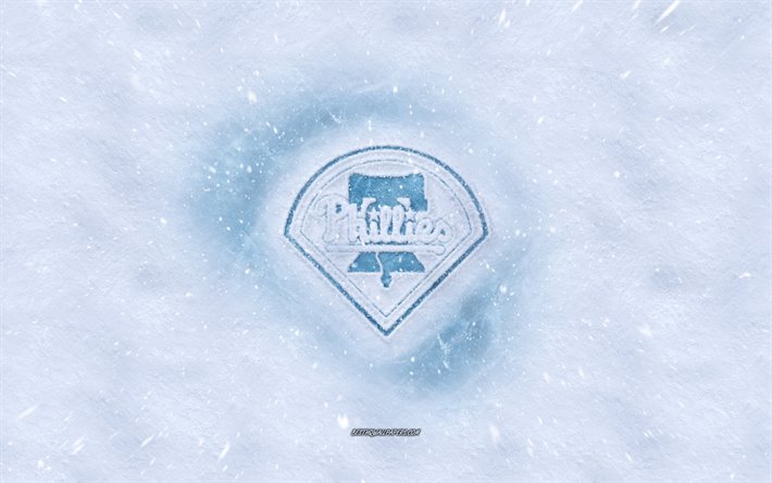 Los Phillies de filadelfia logotipo, American club de b&#233;isbol de invierno conceptos, MLB, los Phillies de Filadelfia logotipo de hielo, nieve textura, Filadelfia, estados UNIDOS, la nieve de fondo, los Phillies de Filadelfia, b&#233;isbol