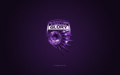 Perth Glory FC, Australian football club, A-League, lila logotyp, lila kolfiber bakgrund, fotboll, Perth, Australien, Perth Glory FC logotyp