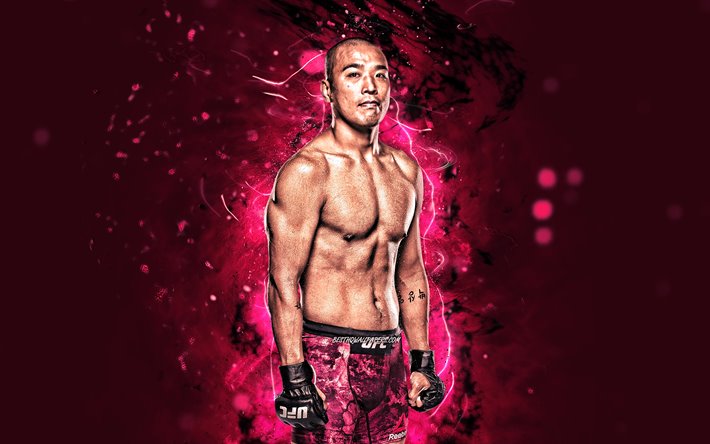 Jun Yong Nominale, 4k, violet n&#233;on, Sud-cor&#233;en combattants, MMA, UFC, arts martiaux Mixtes, Jun Yong Nominale 4K, les combattants de l&#39;UFC, La Tortue de Fer