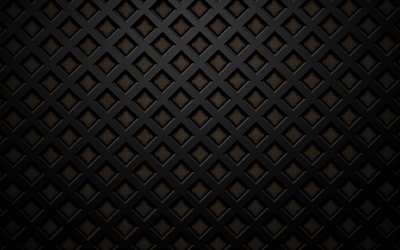 preto paralelogramos, Arte 3D, linhas pretas, formas geom&#233;tricas, rhombic padr&#245;es, geometria, rhombic texturas, fundo preto