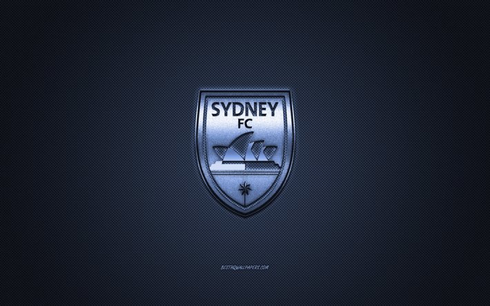シドニーのFC, アサッカークラブ, A-League, 青色のロゴ, ブルーカーボンファイバの背景, サッカー, シドニー, 豪州, シドニーのFCマーク