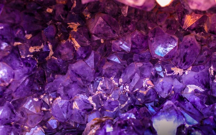 宝石の質感, 4k, マクロ, 紫石の質感, 結晶質感, 宝石, 結晶