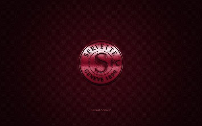 Servette FC, Swiss football club, Swiss Super League, burgundy logo, burgundy carbon fiber background, football, Geneva, Switzerland, Servette FC logo