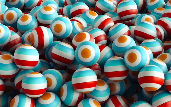 3d-bl&#229; vita bollar, 3d-bollar, bakgrund med 3d-bollar, 3d-textur