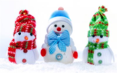 lumiukkoja, talvi, lumi, lumiukko, Hyvää Uutta Vuotta, söpö lumiukkoja