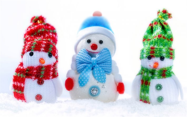 snowmen, winter, snow, snowman, Happy New Year, cute snowmen