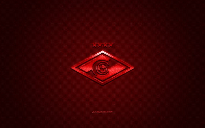 FC Spartak Moscow, Russian football club, Russian Premier League, red logo, red carbon fiber background, football, Moscow, Russia, Spartak Moscow logo