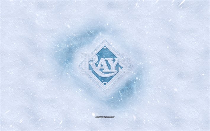 Rays de Tampa Bay logotipo, American club de b&#233;isbol de invierno conceptos, MLB, los Tampa Bay Rays logotipo de hielo, nieve textura, Florida, estados UNIDOS, nieve de fondo, los Tampa Bay Rays, b&#233;isbol