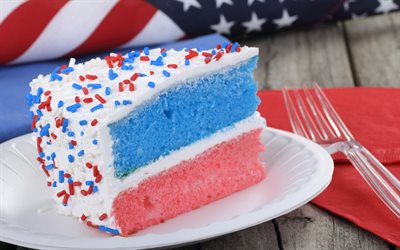 blu-rosso, torta, torta americana colori, 2020 elezioni USA, USA bandiera, bandiera Americana, USA