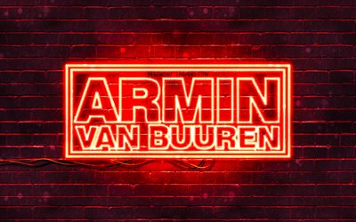 Armin van Buuren &#232; il logo rosso, 4k, superstar, olandese dj, rosso, brickwall, Armin van Buuren logo di star della musica, Armin van Buuren, neon logo