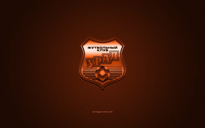 FC Ural, russo club di calcio, la Premier League russa, arancio, logo, arancione contesto in fibra di carbonio, calcio, Ekaterinburg, Russia, FC Ural logo