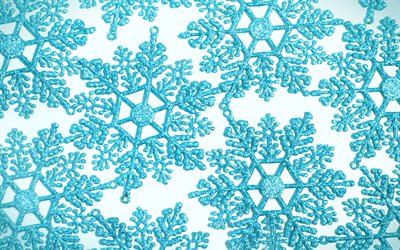 blue snowflakes, macro, blue snowflakes background, snowflakes patterns, blue winter background, winter backgrounds, snowflakes, background with snowflakes