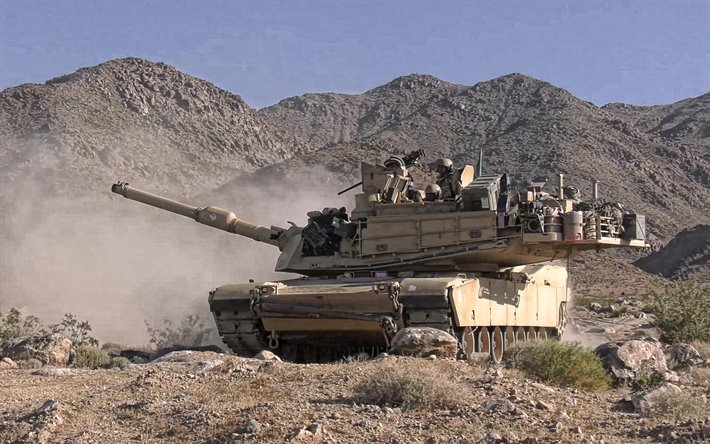 M1 Abrams, USA, M1A1 Abrams, US main battle tank, mountain landscape, American tank, US Army